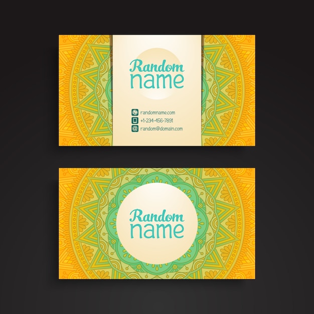 Ethnic yellow business card