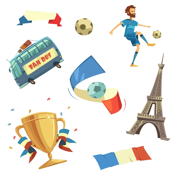 Euro 2016 football set Free Vector
