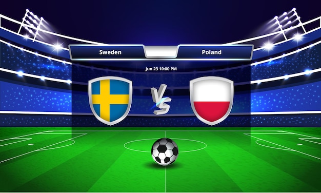 ユーロ カップ スウェーデン対ポーランド サッカーの試合のスコアボードの放送 プレミアムベクター