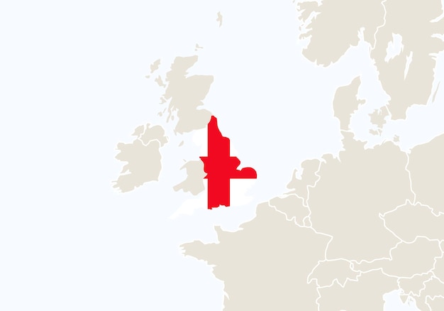 イギリスの地図が強調表示されたヨーロッパ ベクトルイラスト プレミアムベクター