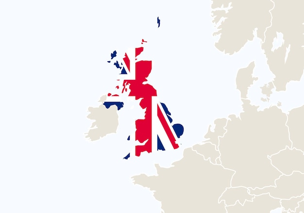 イギリスの地図が強調表示されたヨーロッパ ベクトルイラスト プレミアムベクター