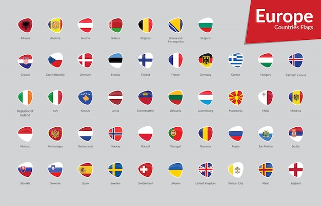 Download European countries flags icon collection Vector | Premium ...