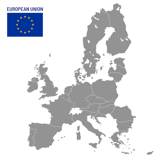 欧州連合の地図 Eu加盟国 ヨーロッパの国の場所旅行地図イラスト プレミアムベクター