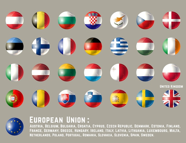 Download European union round flags Vector | Premium Download