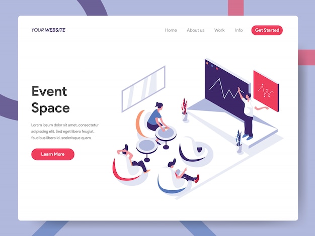 Event space banner concept for website page Premium Vector