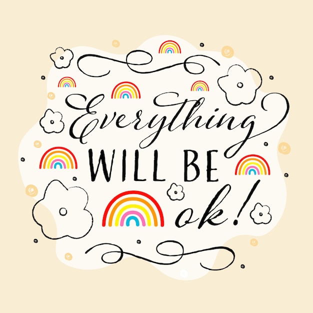 Free Vector | Everything will be ok rainbow and fancy lines