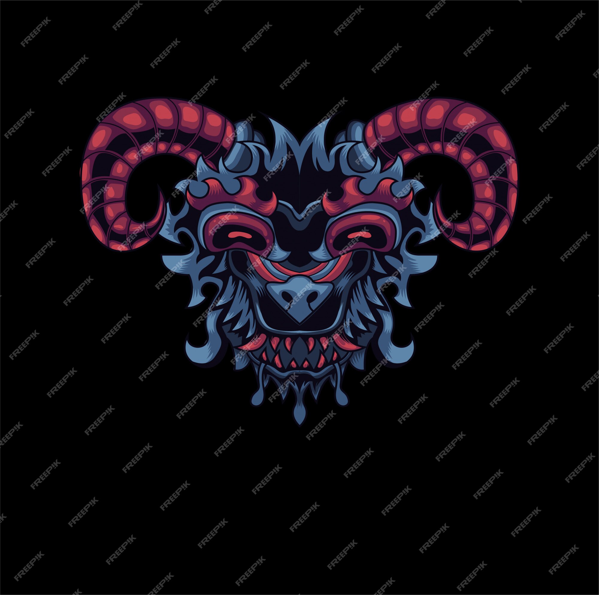 Premium Vector | Evil goat demon mask icon logo esport mascot