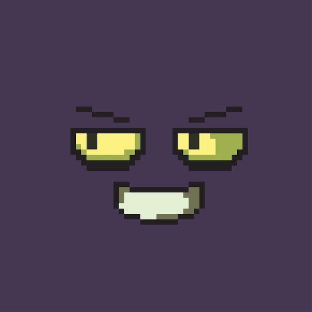 Premium Vector | Evil laugh face in pixel art style