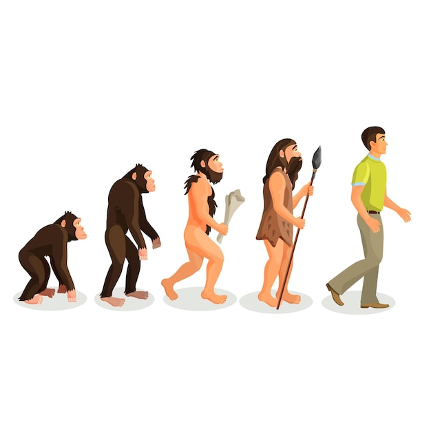 Premium Vector Evolution Ape To Man Process Isolated Evolutionary