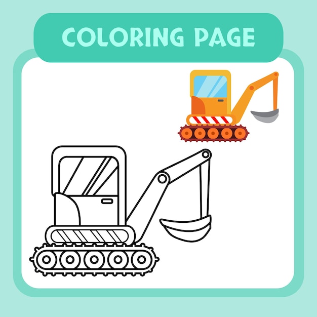 Premium Vector Excavator Coloring Page Premium Vector For Kids And Collection