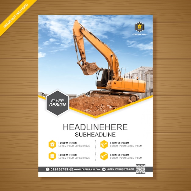 Premium Vector | Excavator or dozer cover a4 flyer design template