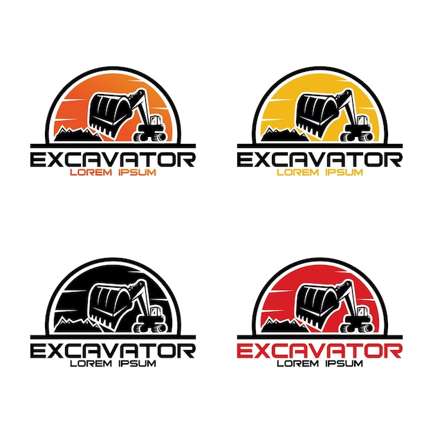 Excavator logo design template | Premium Vector