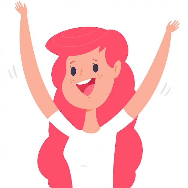 Premium Vector Excited Woman Vector Cartoon Character Of Young Happy Girl Isolated