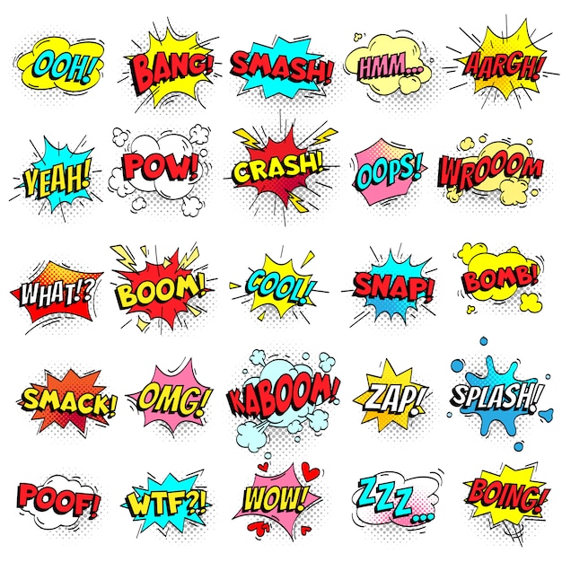 Premium Vector | Exclamation texting comic signs on speech bubbles