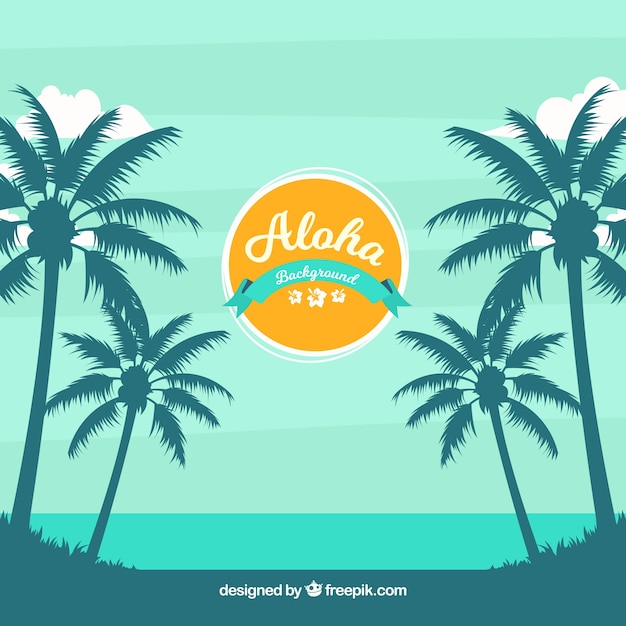 Exotic beach background with palm trees