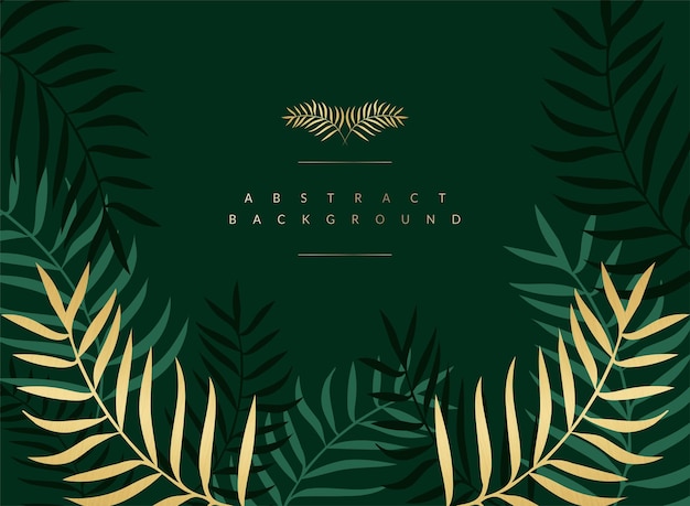 Premium Vector | Exotic green and gold branches palm trees on a green