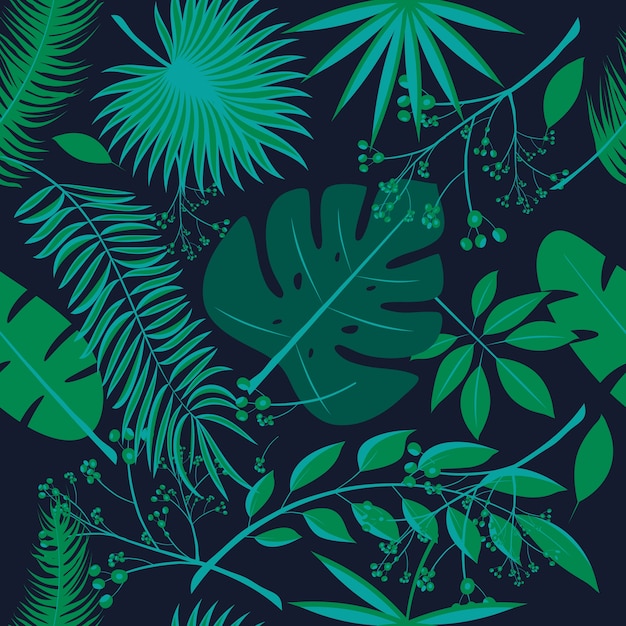 Premium Vector Exotic leaves, rainforest. seamless realistic tropic