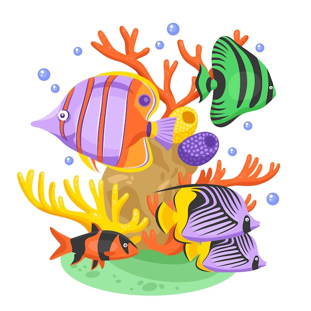 Free Vector Exotic tropical fish illustration