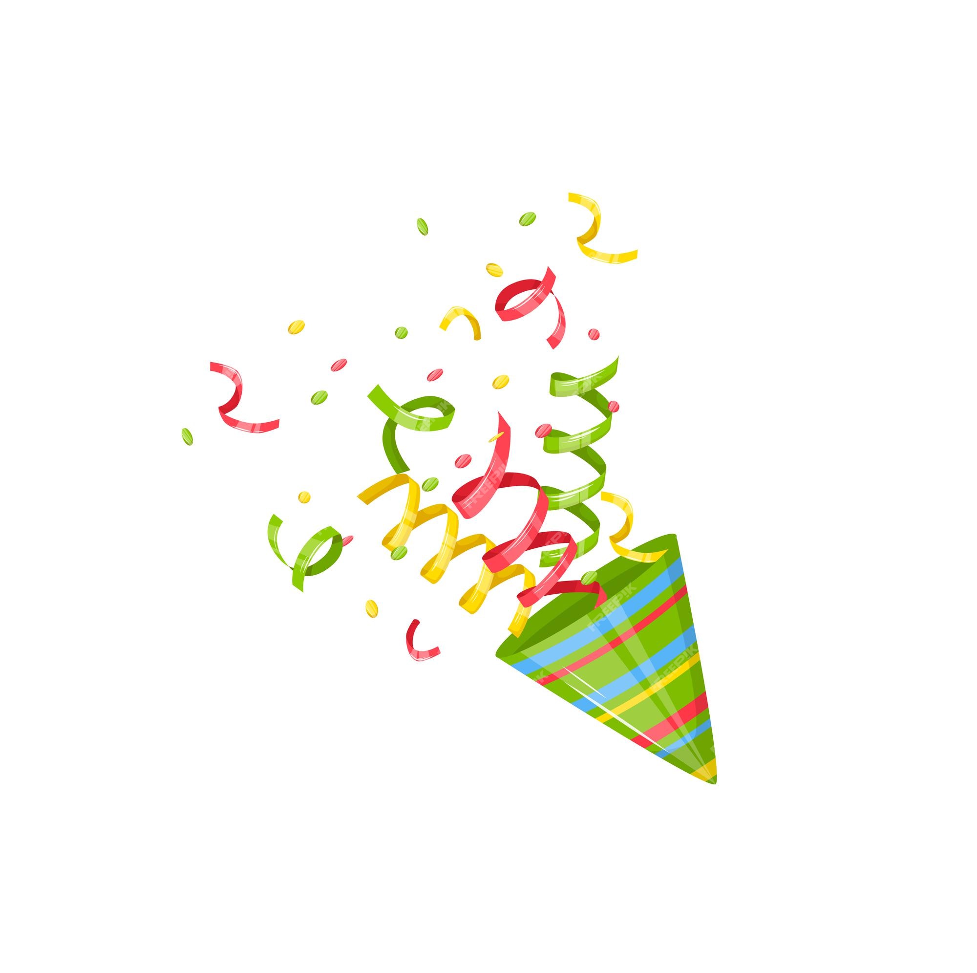 Premium Vector | Exploding party popper with confetti explosion vector