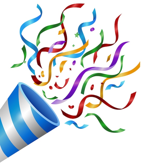Premium Vector | Exploding popper with colorful confetti isolated