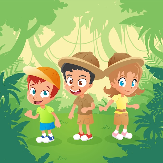 Premium Vector Explorer Kids In The Jungle