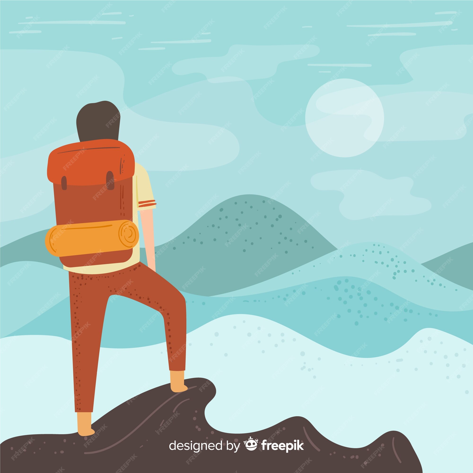 Free Vector | Explorer with backpack background