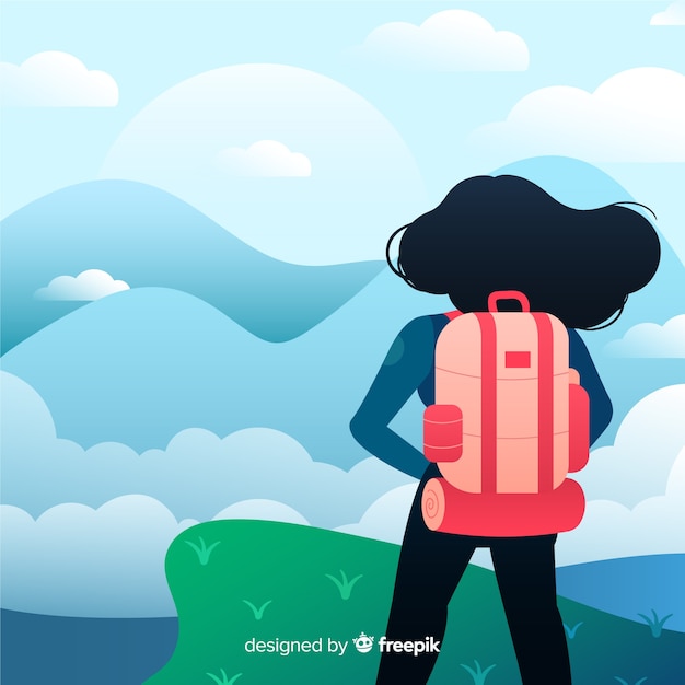 Free Vector | Explorer with backpack