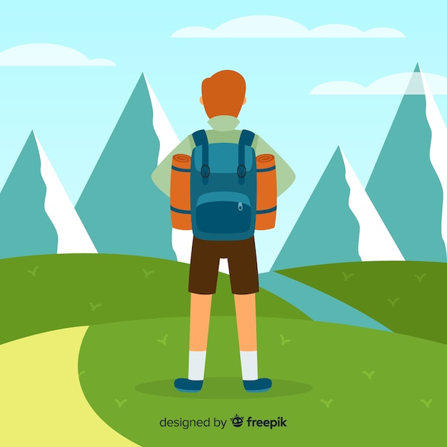 Free Vector | Explorer with backpack