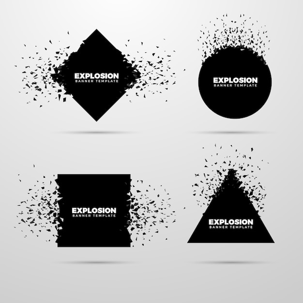 Explosion geometric banner set Free Vector