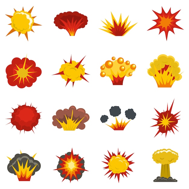 Premium Vector Explosion Icons Set In Flat Style