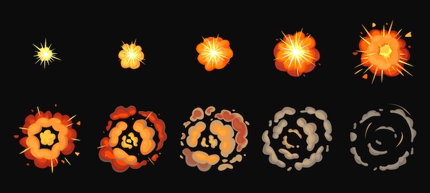 Premium Vector | Explosion process isolated cartoon set icon ...