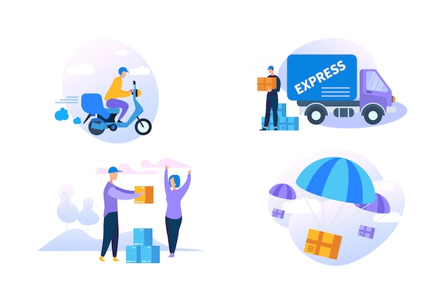 Express delivery icon set on white background. Premium Vector