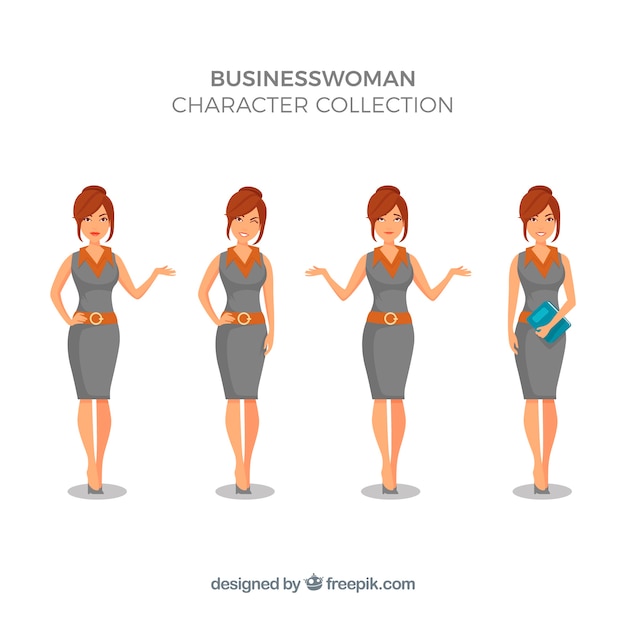 Free Vector Expressive Businesswoman Character Collection 6733