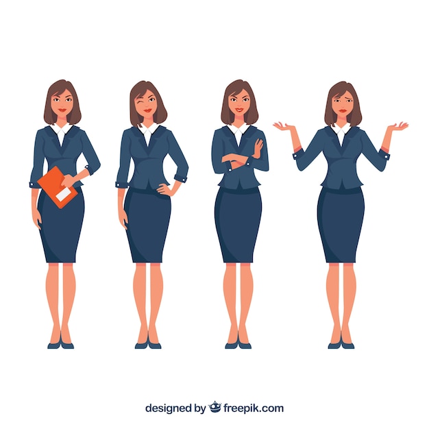 Expressive businesswoman character pack