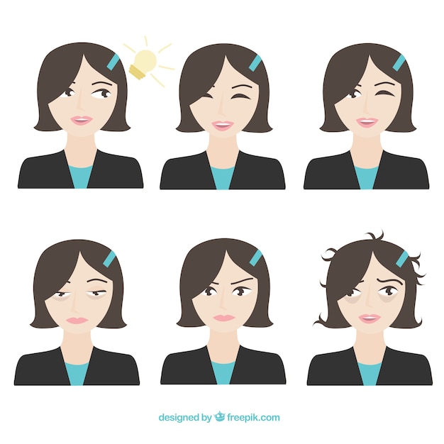 Expressive businesswoman characters in flat
design