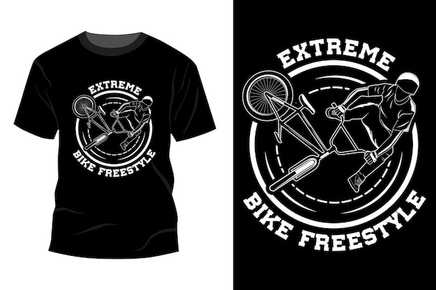 Premium Vector | Extreme bike freestyle t-shirt mockup design silhouette