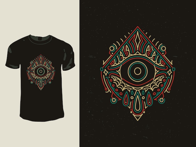Premium Vector | The eyes geometry monoline t-shirt design