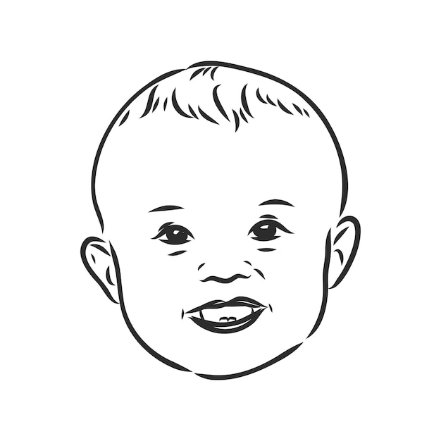 Premium Vector | Face of little girl, hand drawn illustration isolated ...