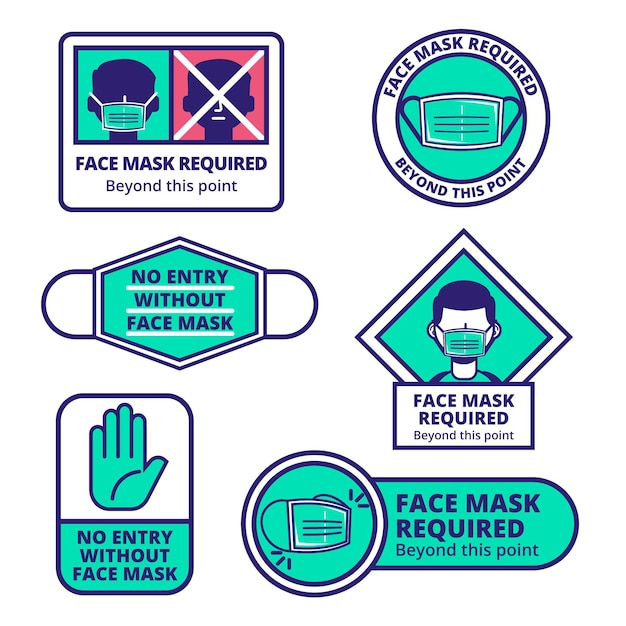 Face Mask Required Sign Collection Free Vector