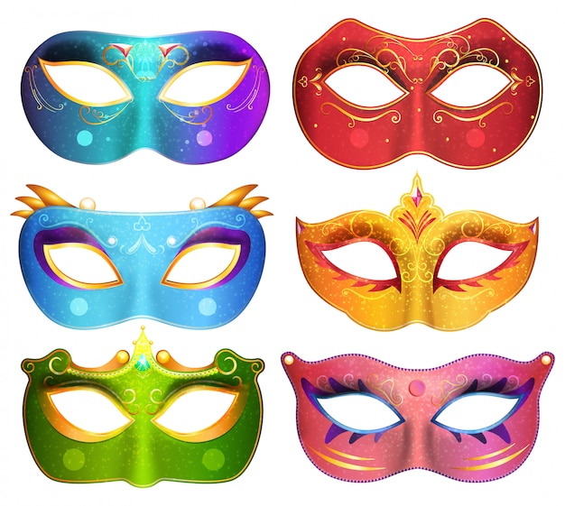 仮面舞踏会カーニバルマスクイラストのフェイスマスクコレクション プレミアムベクター