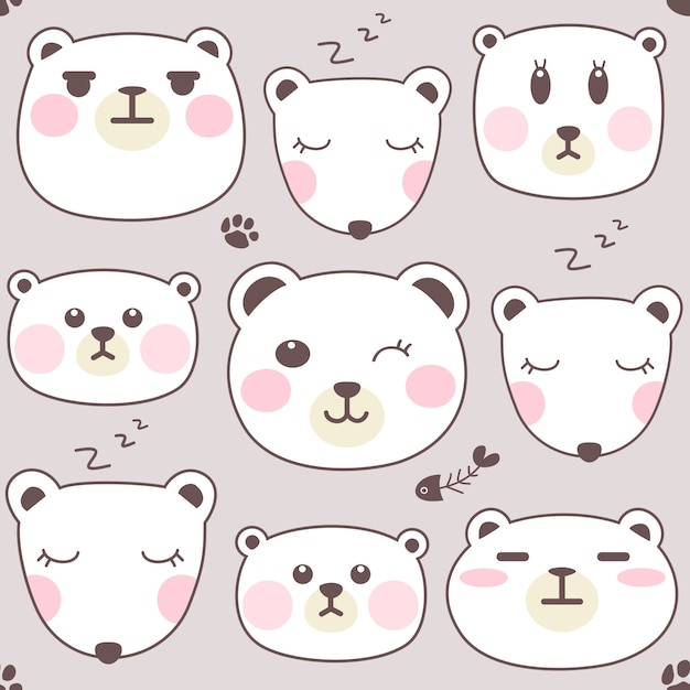 Premium Vector Face set of polar bear Premium Vector Face set of polar bear