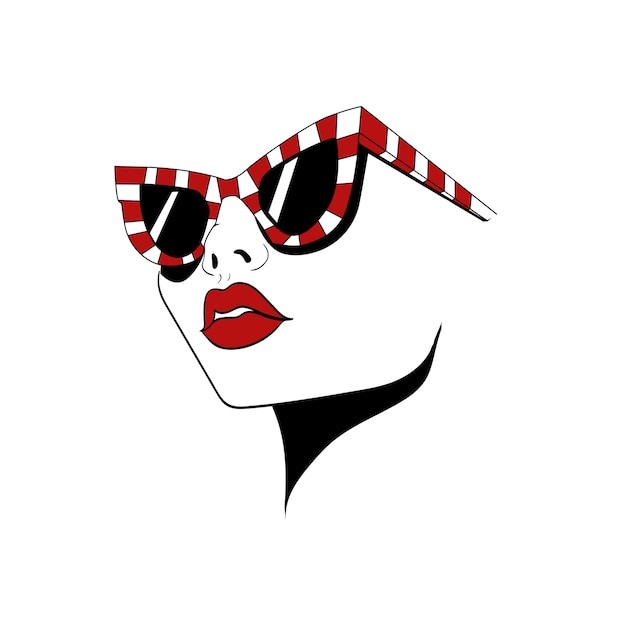 Download Face with striped glasses Vector | Premium Download