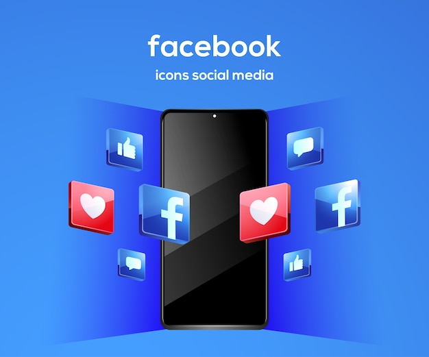 Premium Vector Facebook 3d Social Media Icons With Smartphone Symbol