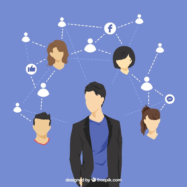 Facebook concept with avatars | Free Vector