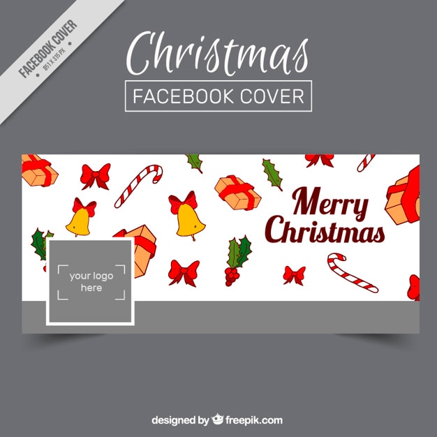 Facebook cover of christmas decoration sketches