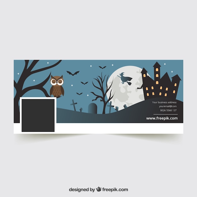 Facebook cover with castle and owl