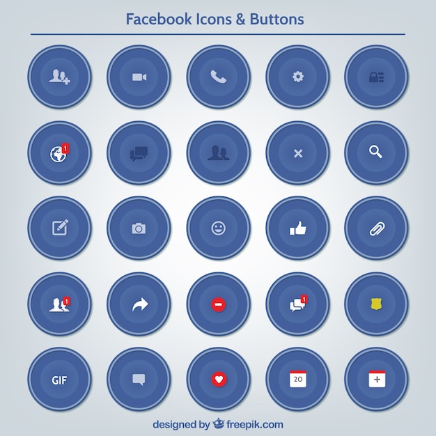 Facebook Icons And Buttons Set Premium Vector