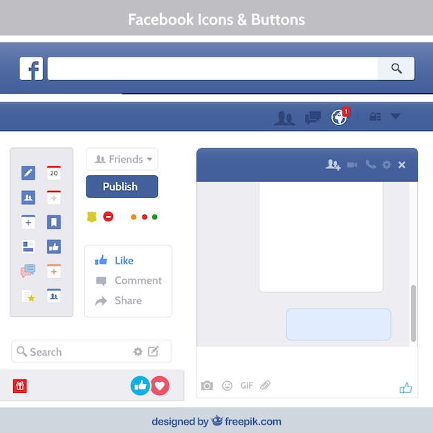 Facebook Icons And Buttons Free Vector