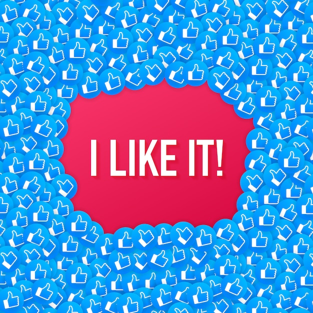Facebook like icon composition background. i like it. social media like thumb up. Premium Vector