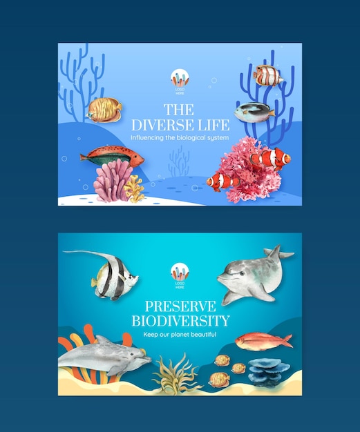 Premium Vector | Facebook template with biodiversity as natural ...